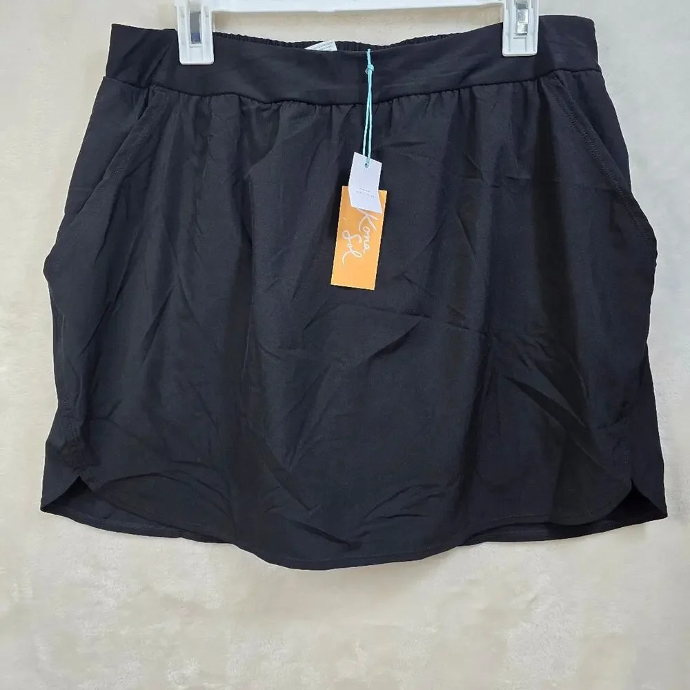 Kona Sol Black Swim Skort with Pockets sz XL(16) NWT